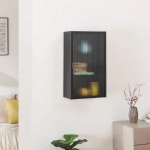 Zundert vægskab med ribbet glasdør 60x35x15 cm stål [en.casa]